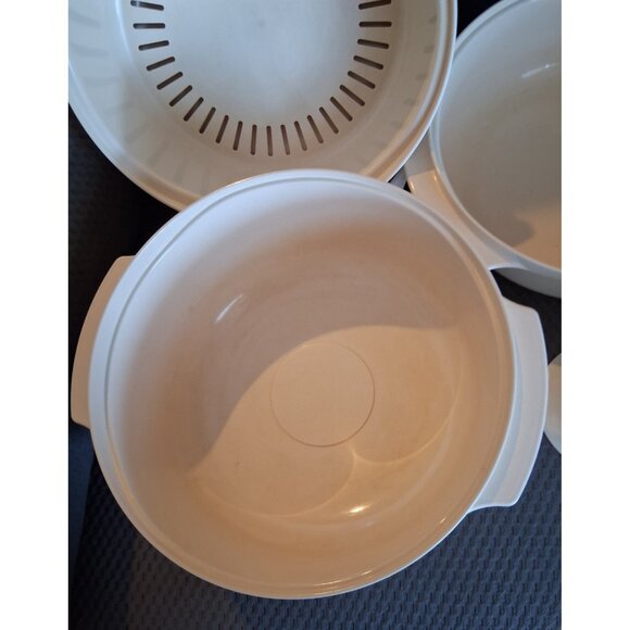 Vintage Tupperware Stack Microwave almond Cooker Set 3 qt 7 Pieces - Picture 3 of 4